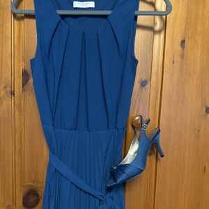 Mid length chiffon dress and matching sandals